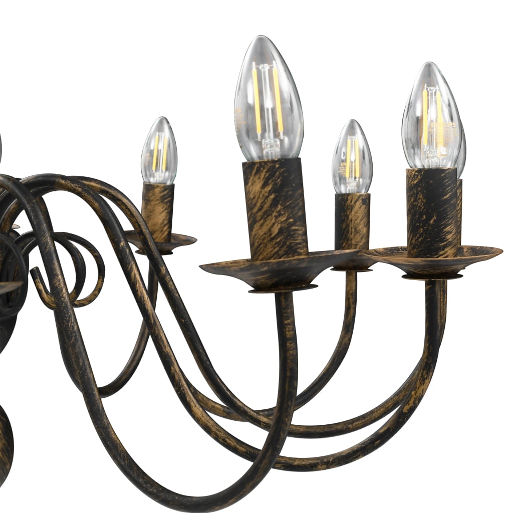 Candelabro Stile Anticato Nero 12 Lampadine E14 - homemem39