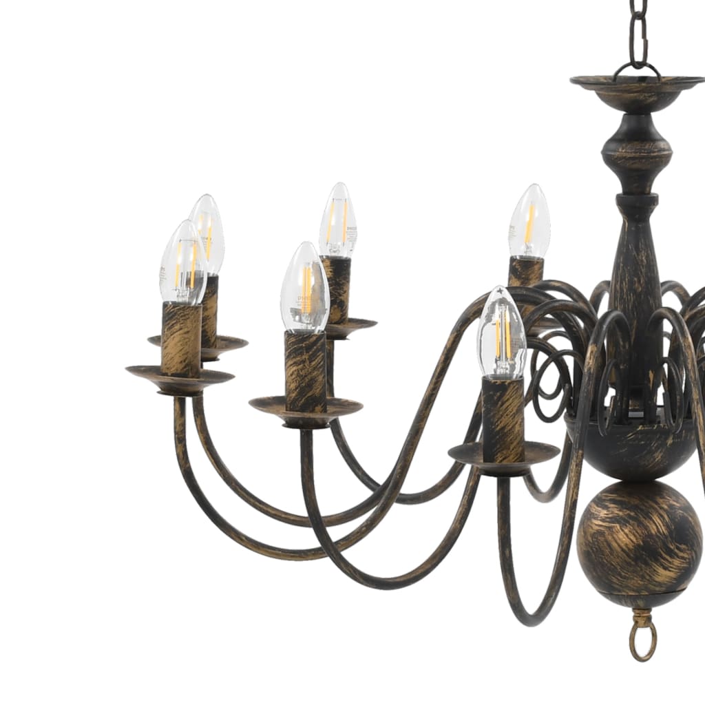 Candelabro Stile Anticato Nero 12 Lampadine E14 - homemem39