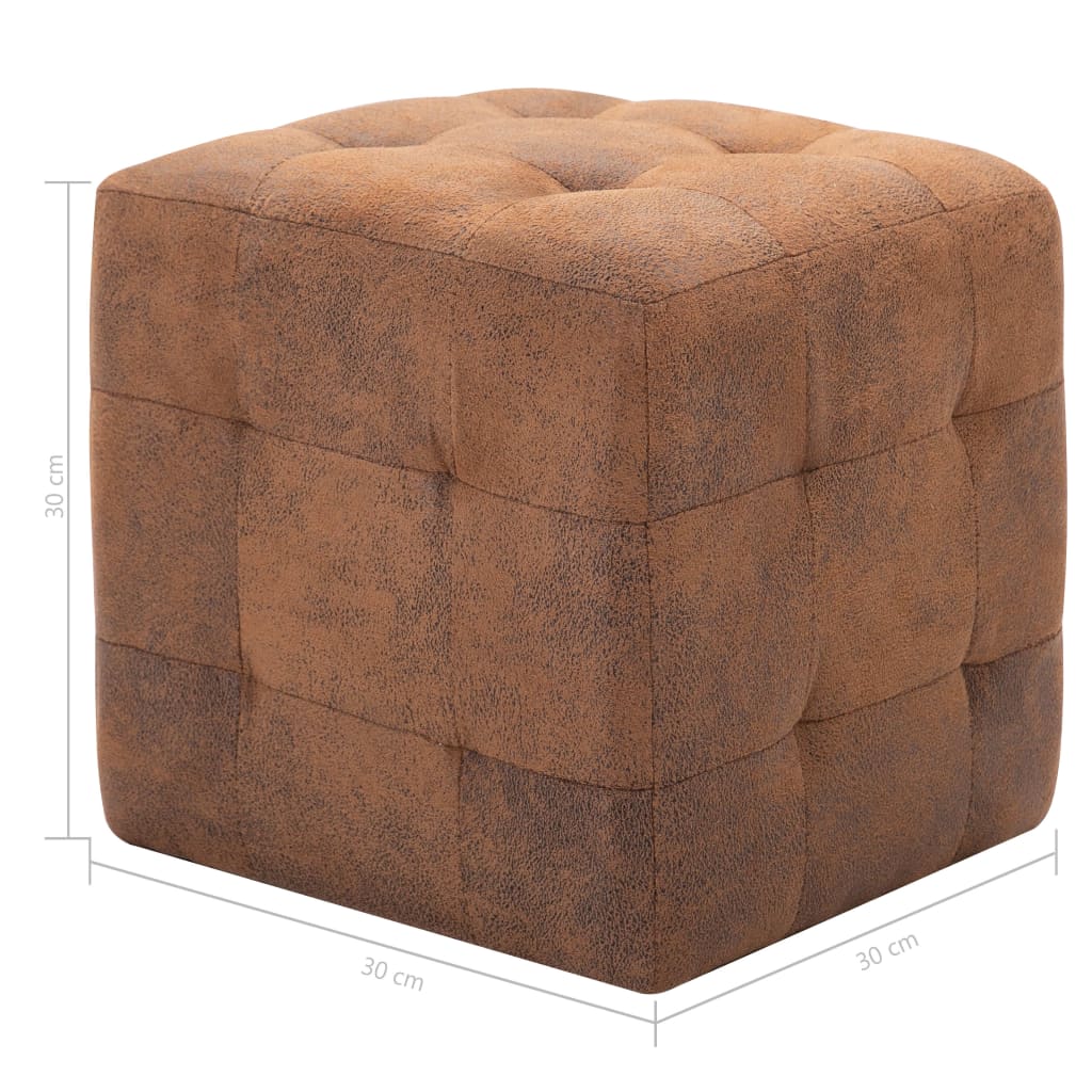 Comodini 2 pz Marrone 30x30x30 cm in Similpelle Scamosciata - homemem39