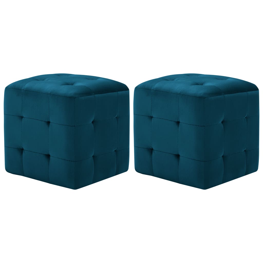 Comodini 2 pz Blu 30x30x30 cm in Tessuto Vellutato - homemem39