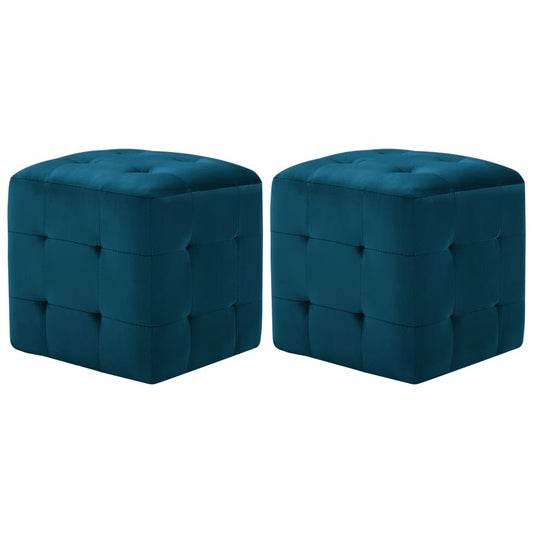 Comodini 2 pz Blu 30x30x30 cm in Tessuto Vellutato - homemem39