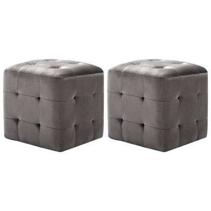 Comodini 2 pz Grigio 30x30x30 cm in Tessuto Vellutato - homemem39