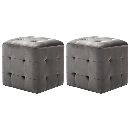 Comodini 2 pz Grigio 30x30x30 cm in Tessuto Vellutato - homemem39