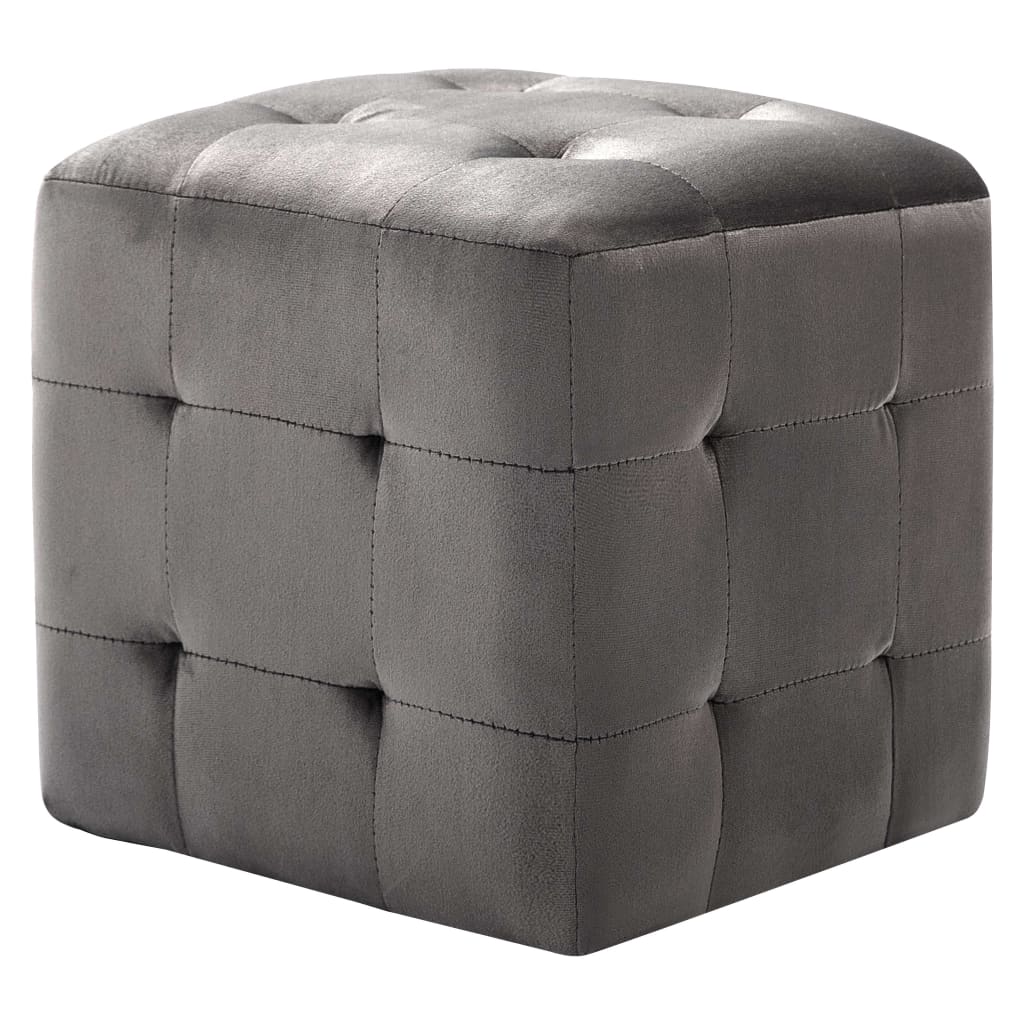 Comodini 2 pz Grigio 30x30x30 cm in Tessuto Vellutato - homemem39