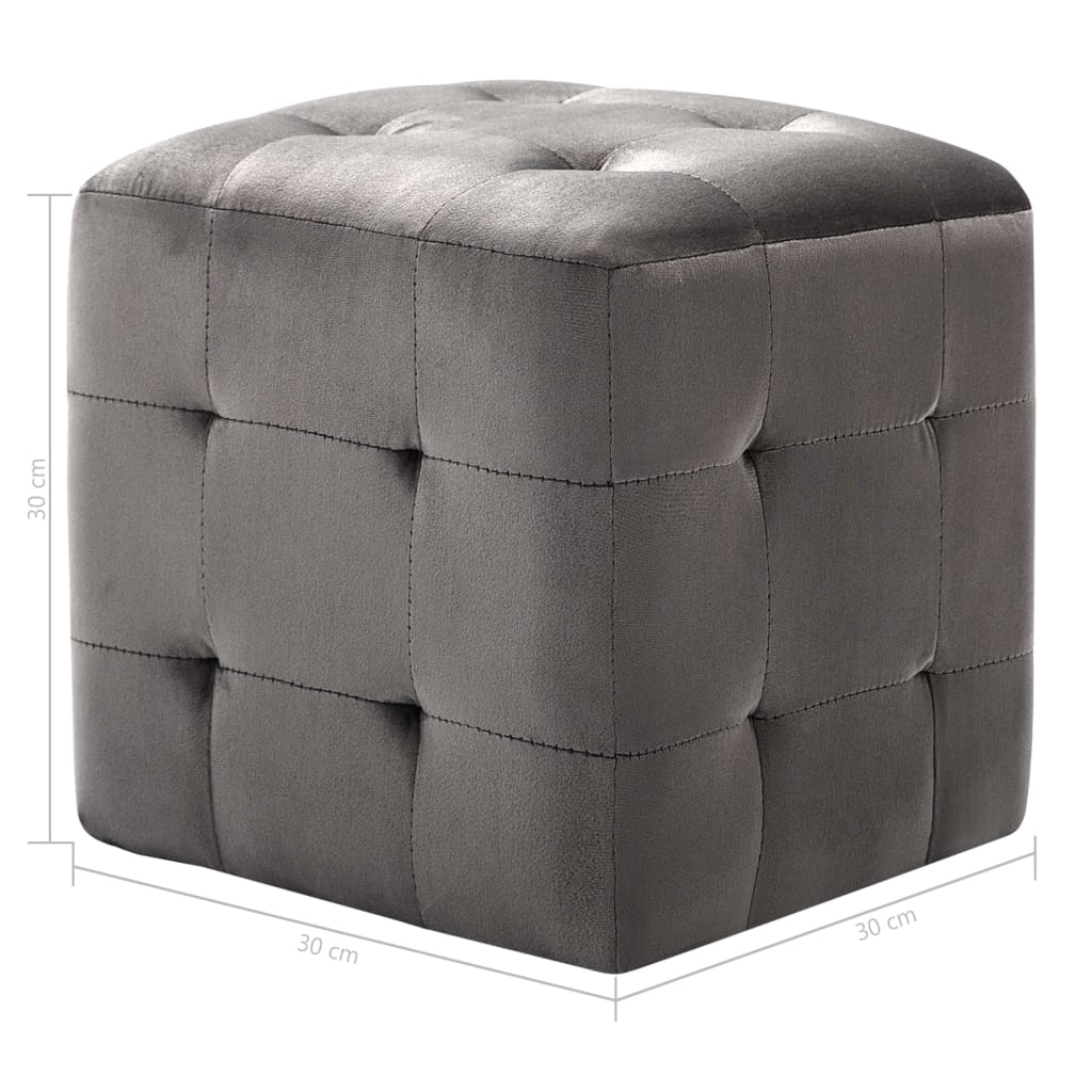 Comodini 2 pz Grigio 30x30x30 cm in Tessuto Vellutato - homemem39