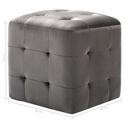 Comodini 2 pz Grigio 30x30x30 cm in Tessuto Vellutato - homemem39