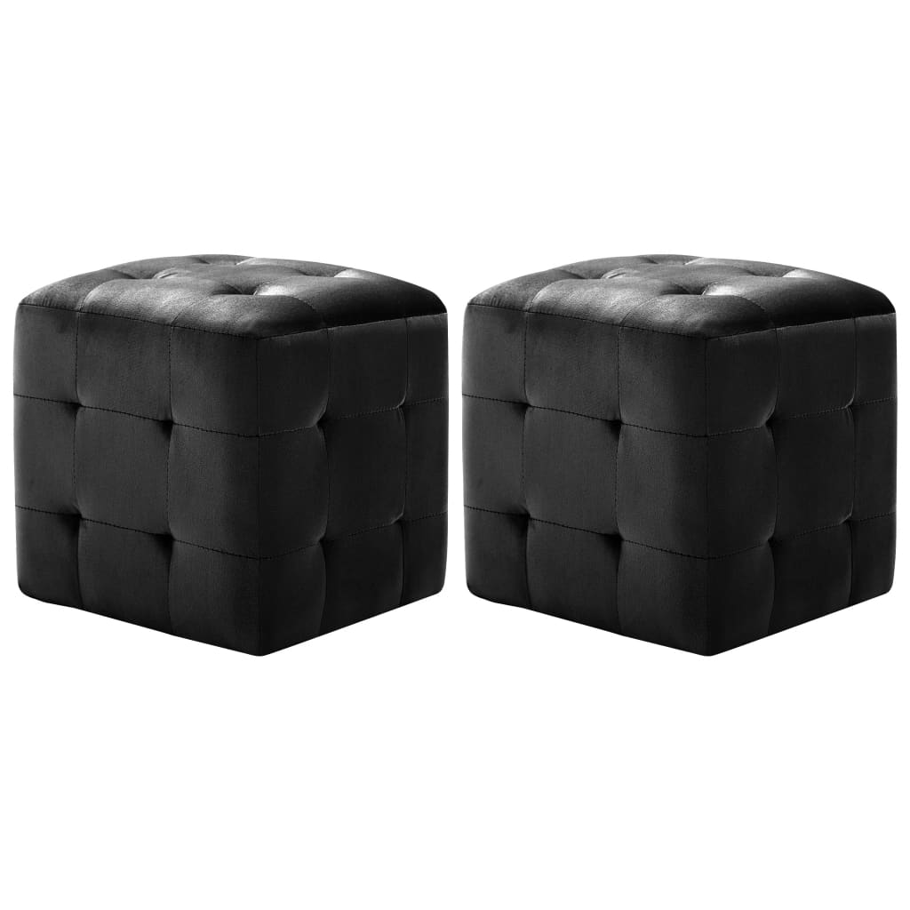 Comodini 2 pz Nero 30x30x30 cm in Tessuto Vellutato - homemem39