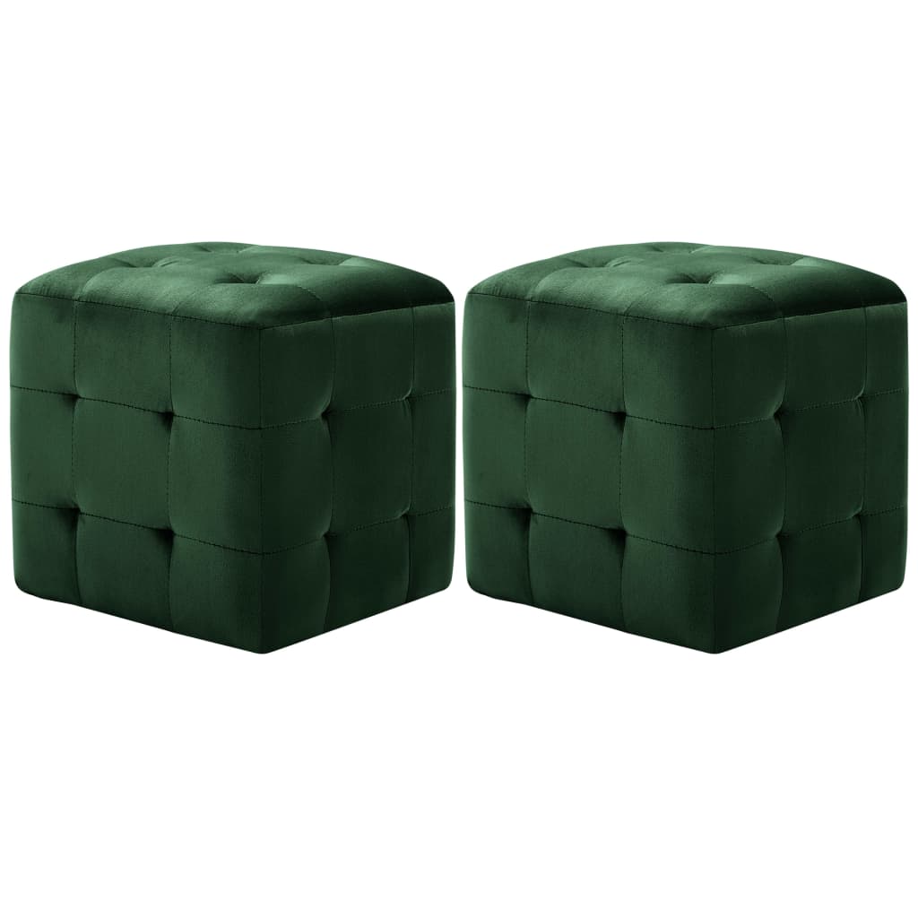 Comodini 2 pz Verde 30x30x30 cm in Tessuto Vellutato - homemem39