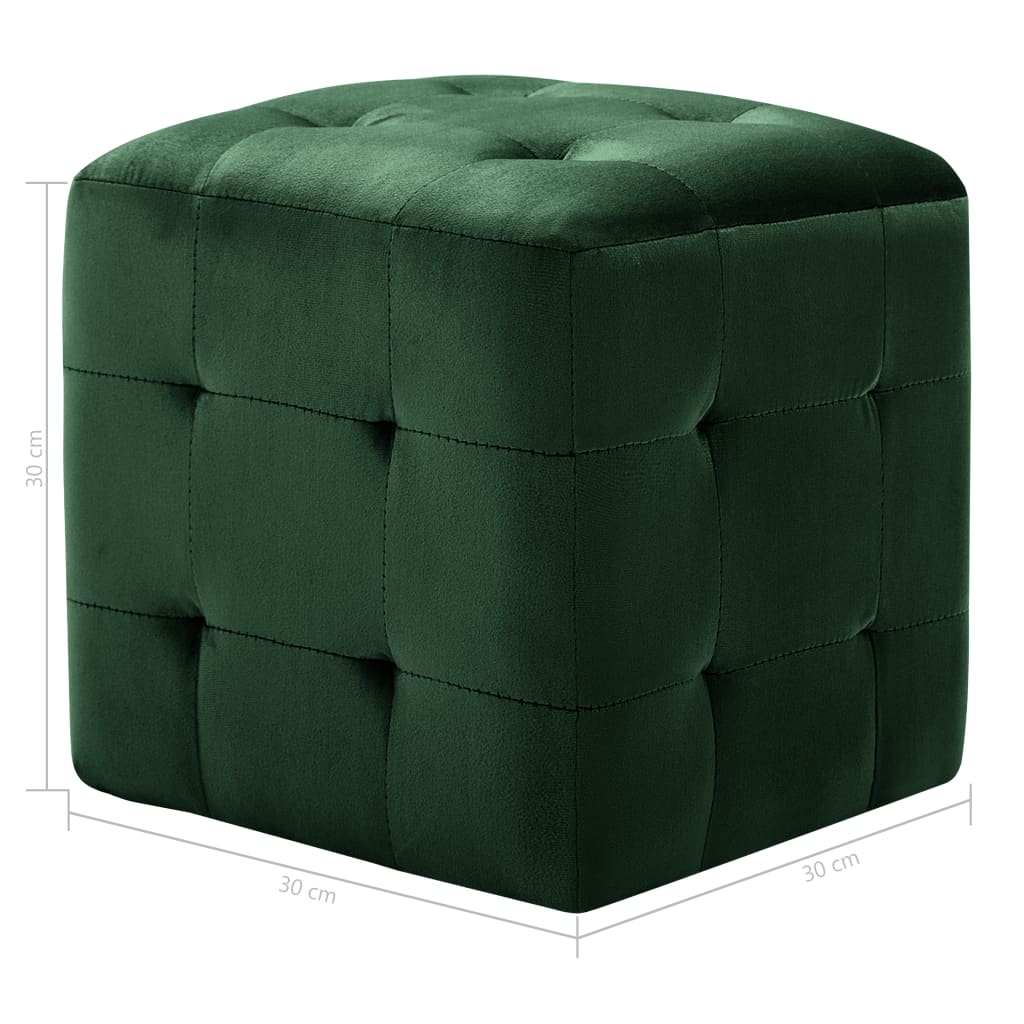 Comodini 2 pz Verde 30x30x30 cm in Tessuto Vellutato - homemem39