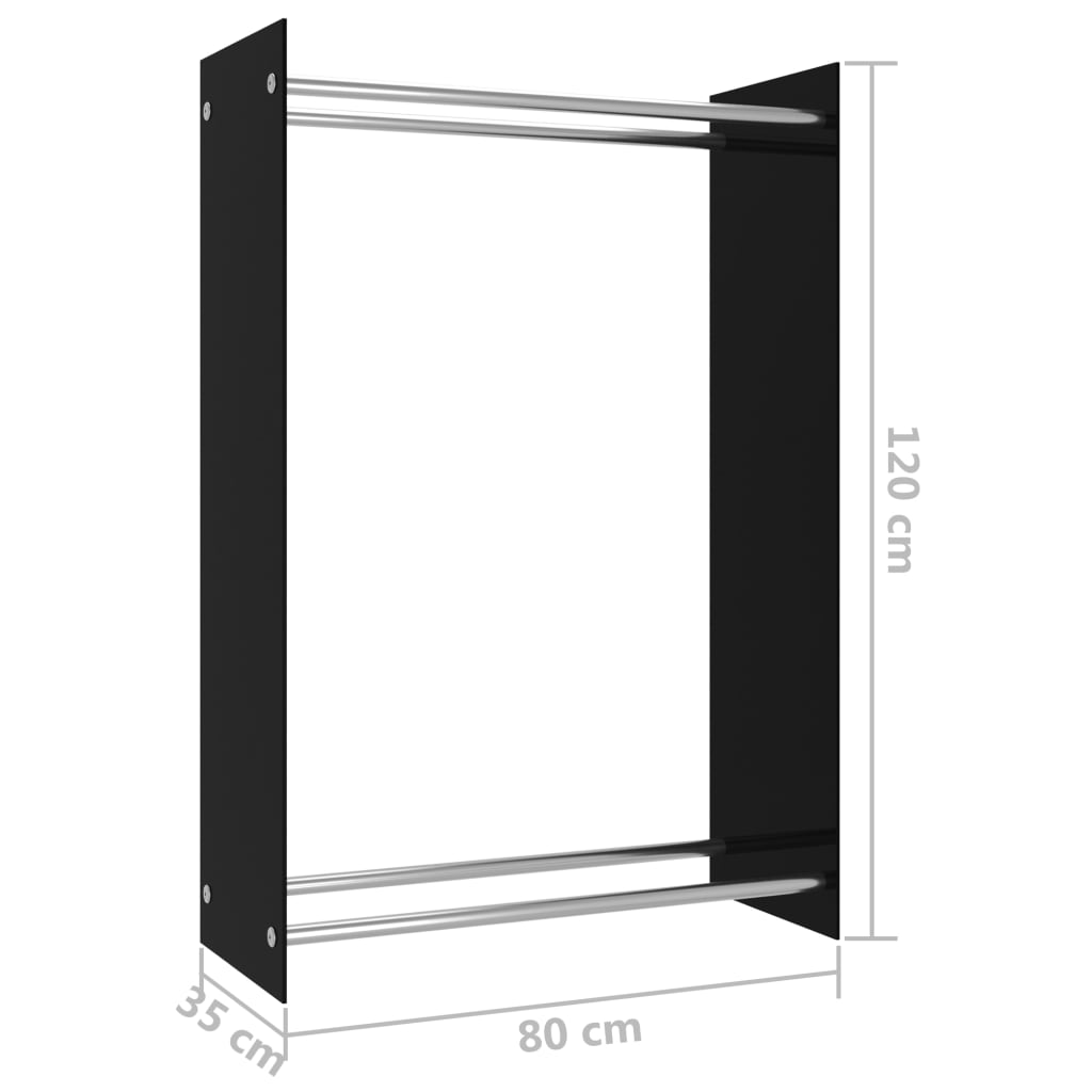 Porta Legna Nero 80x35x120 cm in Vetro - homemem39