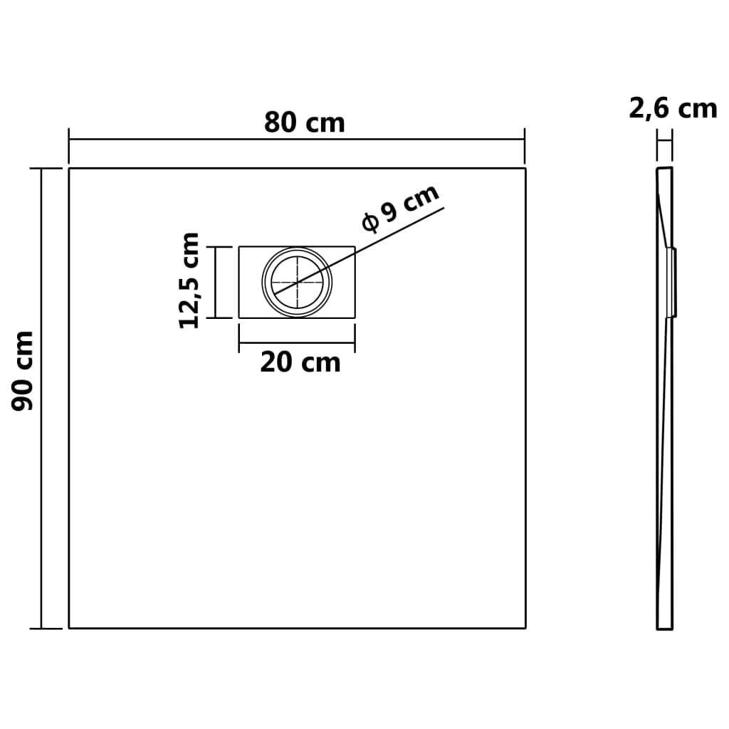 Piatto Doccia in SMC Nero 90x80 cm - homemem39