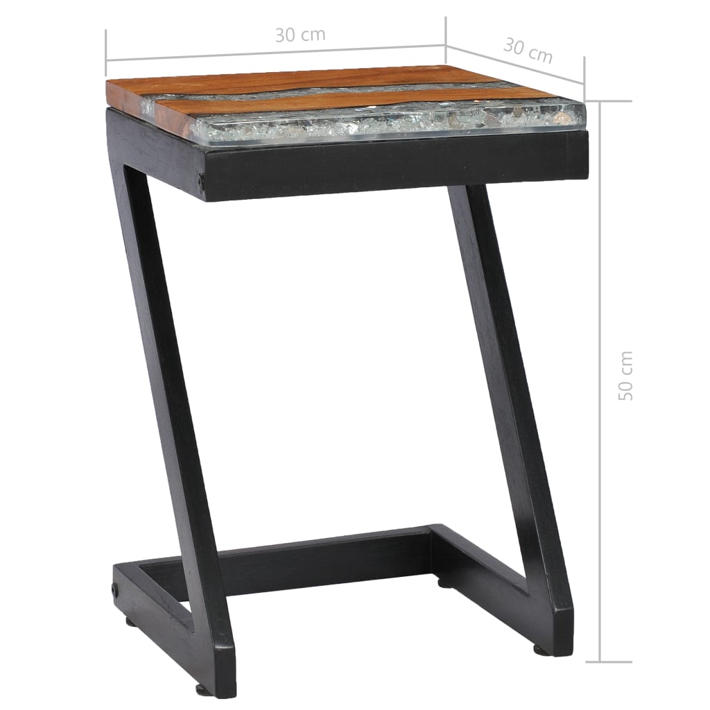 Tavolino da Caffè 30x30x50 cm Legno Massello Teak e Poliresina - homemem39