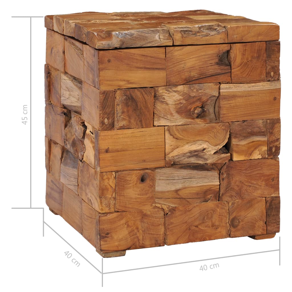 Sgabello con Contenitore in Legno Massello di Teak - homemem39