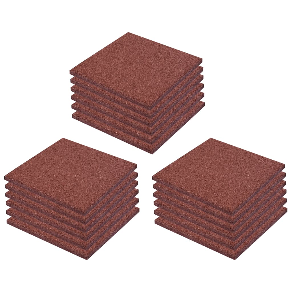 Piastrelle Anticaduta 18 pz in Gomma 50x50x3 cm Rosse - homemem39