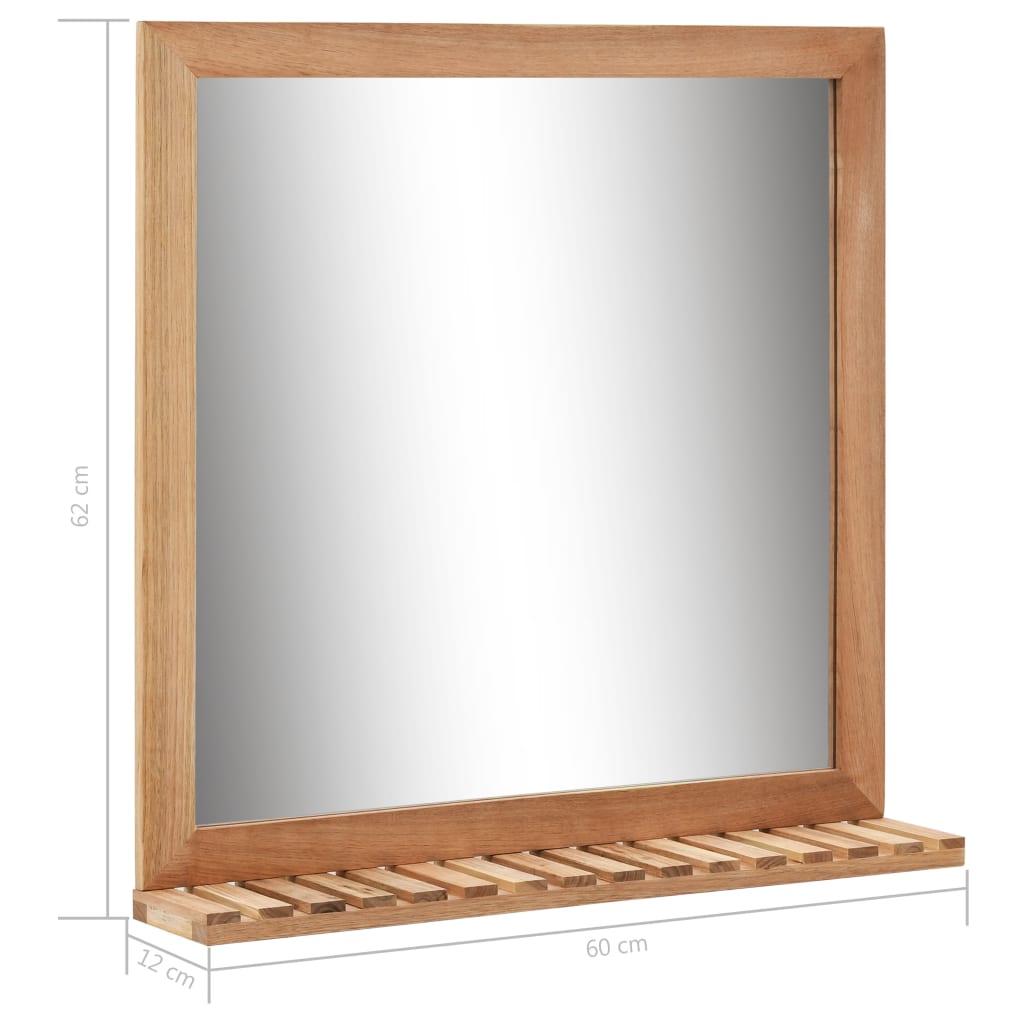 Specchio da Bagno 60x12x62 cm in Legno Massello di Noce - homemem39