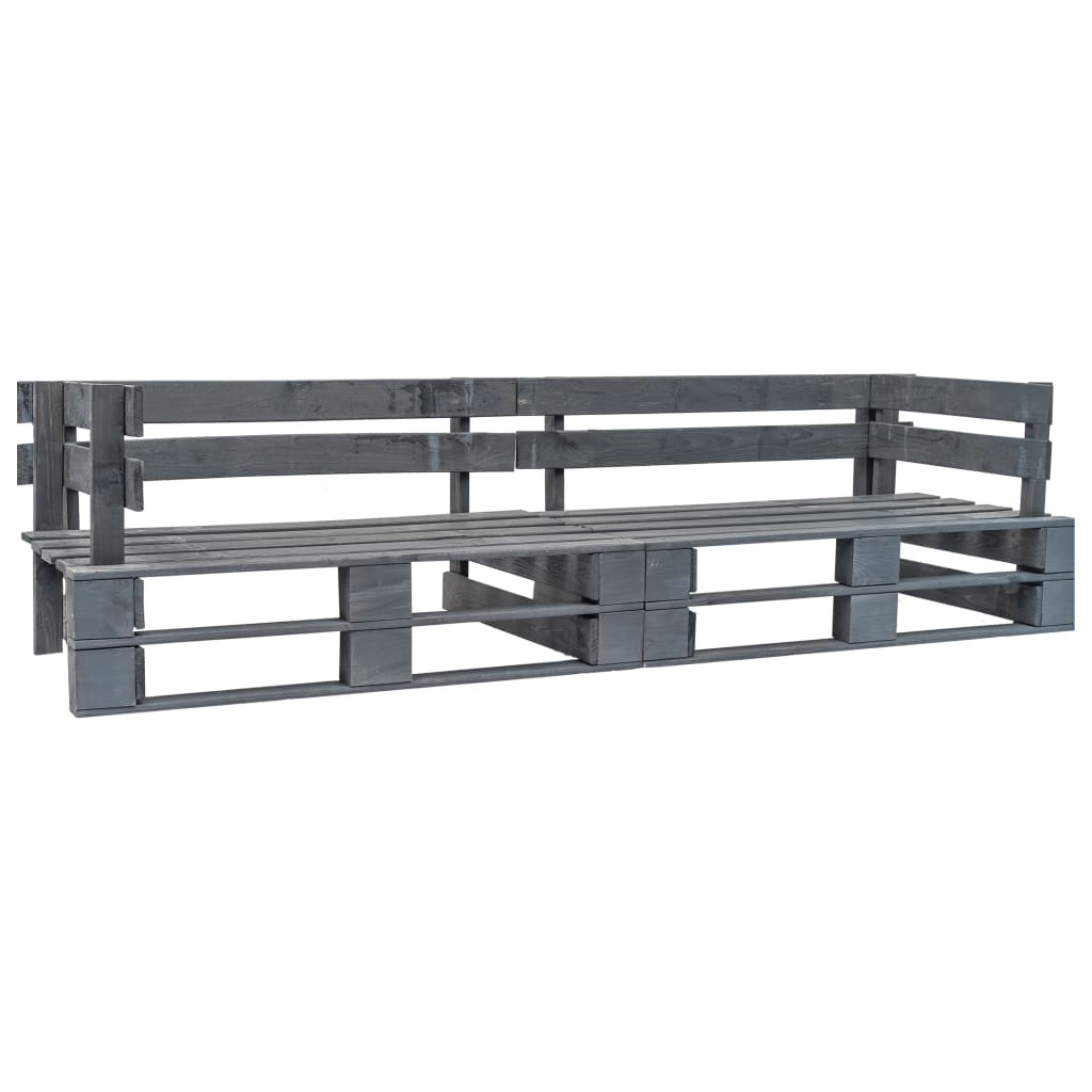 Divano Pallet da Giardino a 2 Posti Grigio in Legno - homemem39