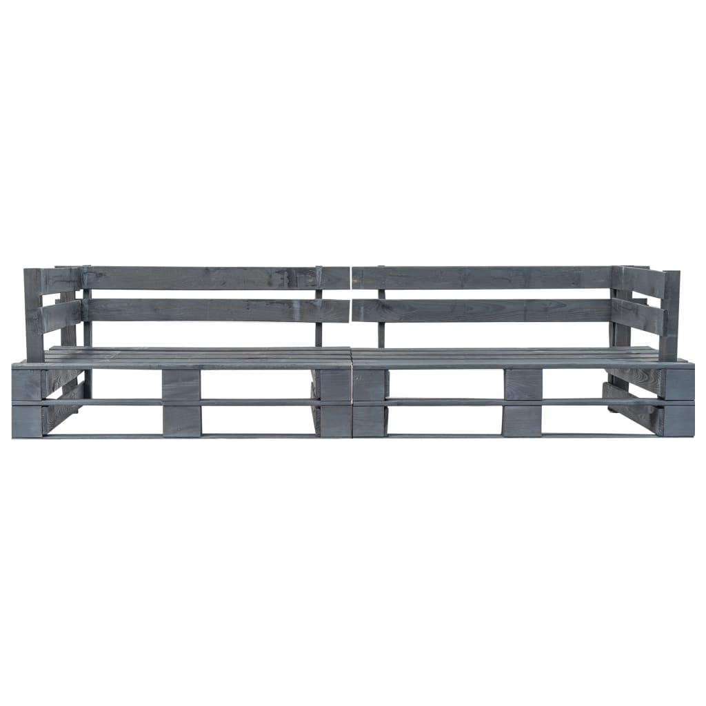 Divano Pallet da Giardino a 2 Posti Grigio in Legno - homemem39