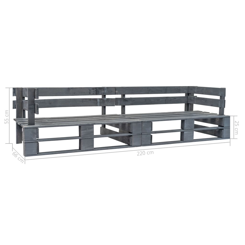 Divano Pallet da Giardino a 2 Posti Grigio in Legno - homemem39