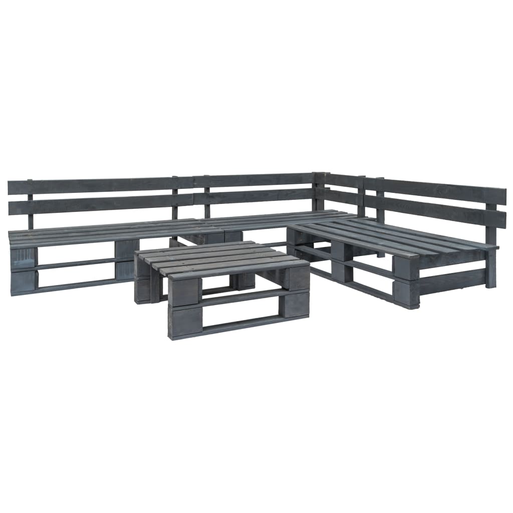 Set Salotto da Giardino 4 pz Pallet in Legno Grigio - homemem39