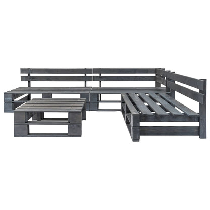 Set Salotto da Giardino 4 pz Pallet in Legno Grigio - homemem39