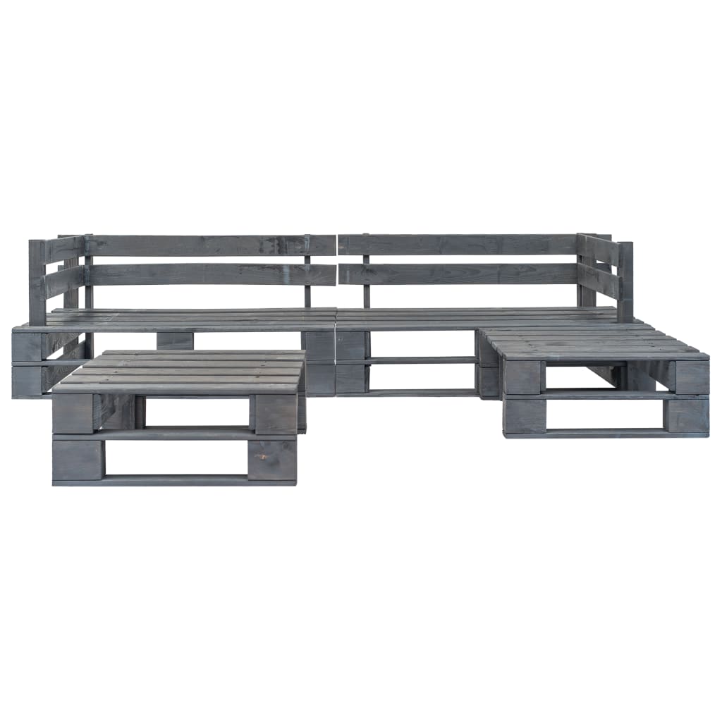 Set Divani da Giardino con Pallet 4 pz in Legno Grigio - homemem39