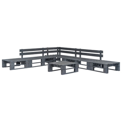 Set Salotto da Giardino 6 pz Pallet in Legno Grigio - homemem39