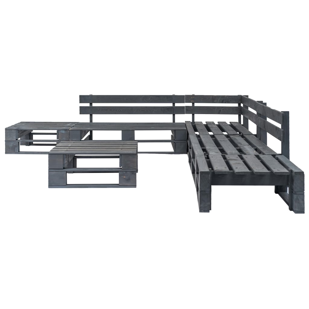 Set Salotto da Giardino 6 pz Pallet in Legno Grigio - homemem39