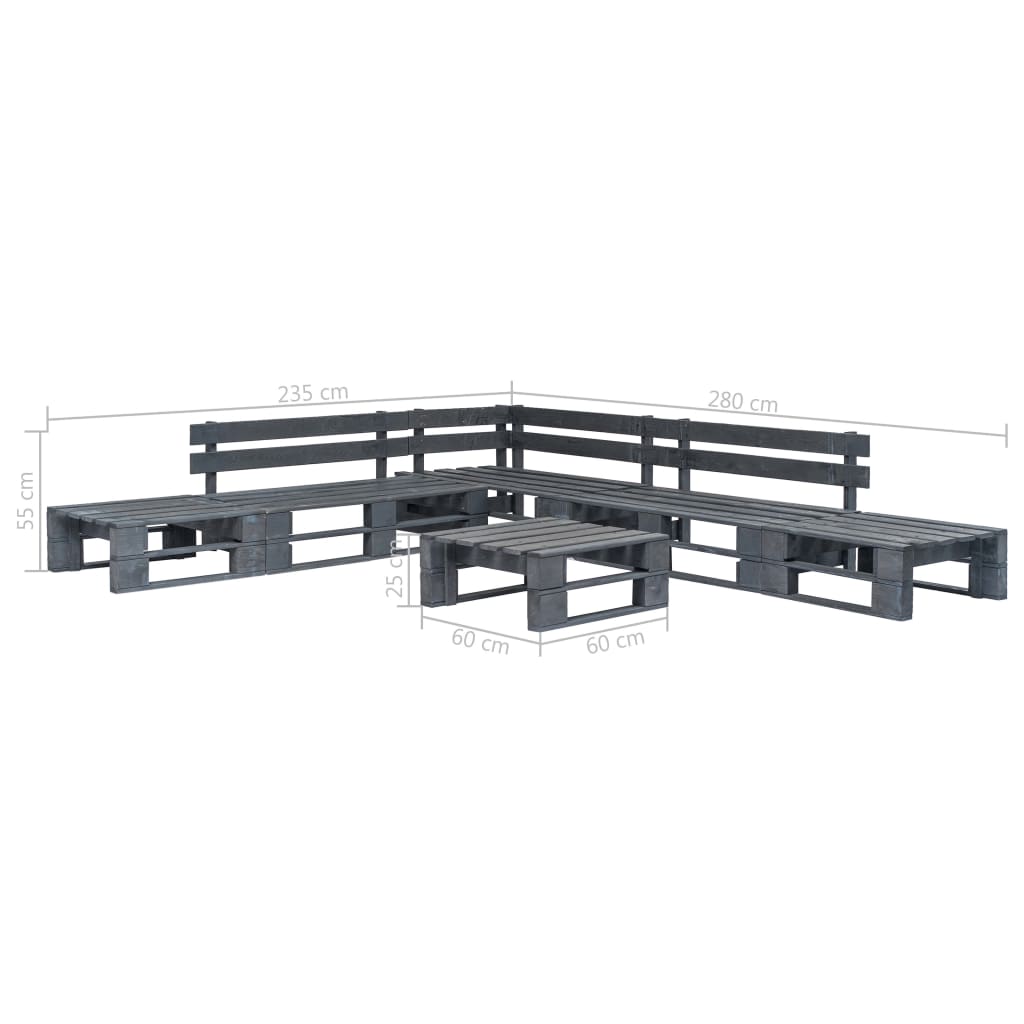 Set Salotto da Giardino 6 pz Pallet in Legno Grigio - homemem39