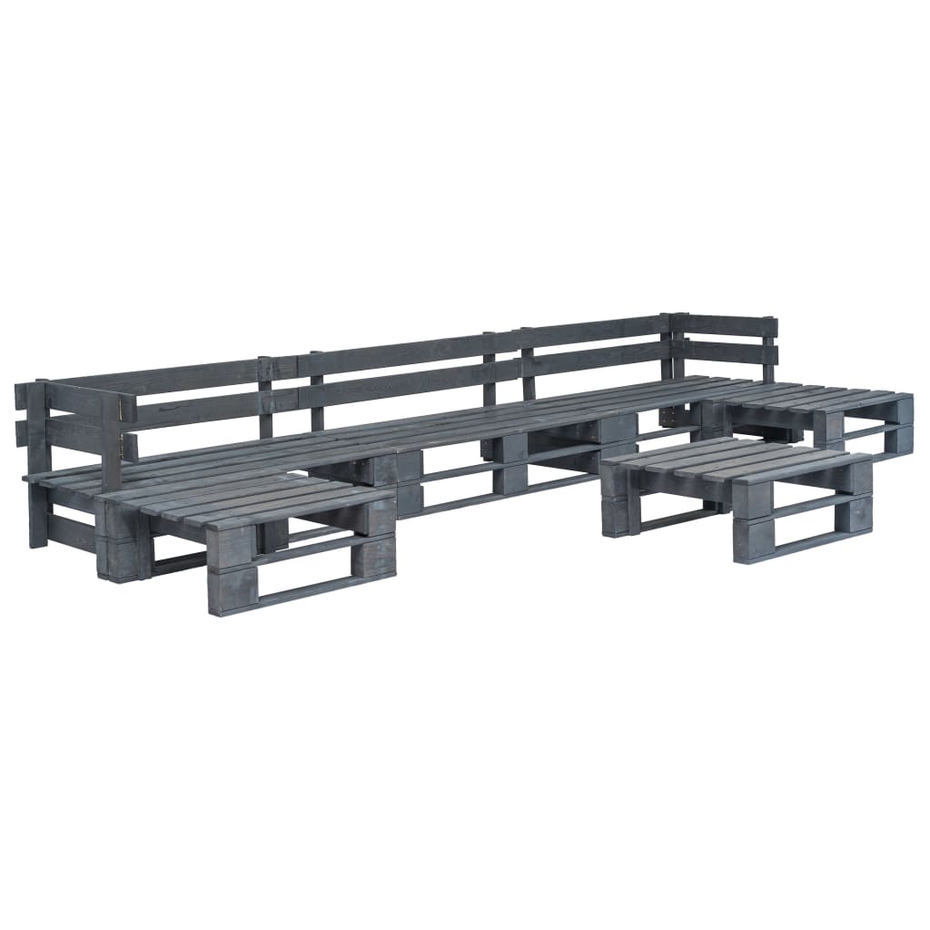 Set Mobili da Giardino 6 pz Pallet Legno Grigio - homemem39