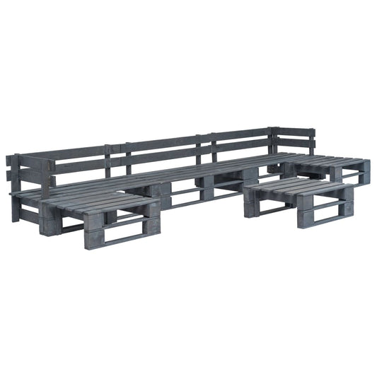 Set Mobili da Giardino 6 pz Pallet Legno Grigio - homemem39