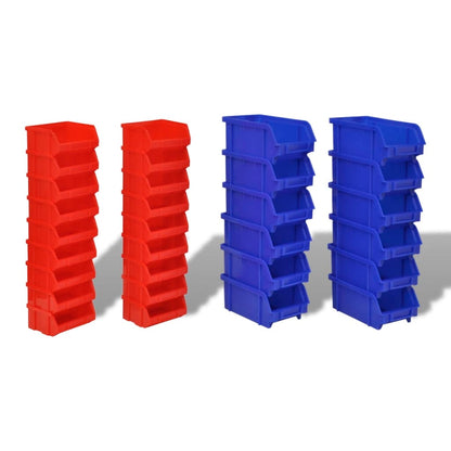 Contenitore Plastica per Garage da Parete Set 30 pz Blu e Rosso - homemem39