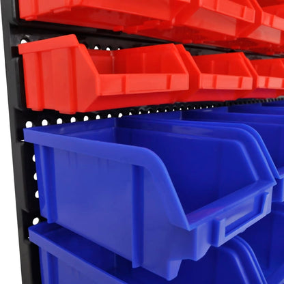 Contenitore Plastica per Garage da Parete Set 30 pz Blu e Rosso - homemem39