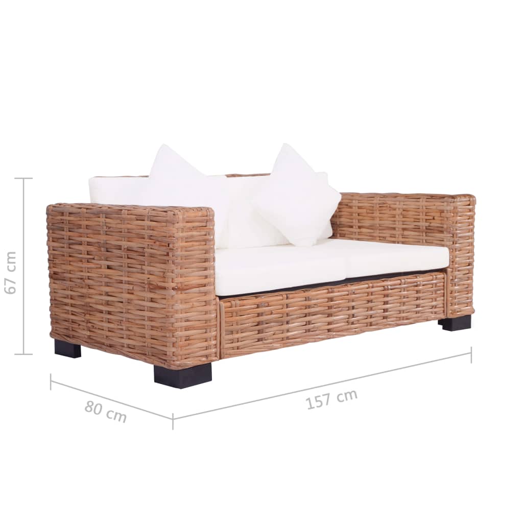 Set di Divani da Giardino con Cuscini 2 pz in Rattan Naturale - homemem39