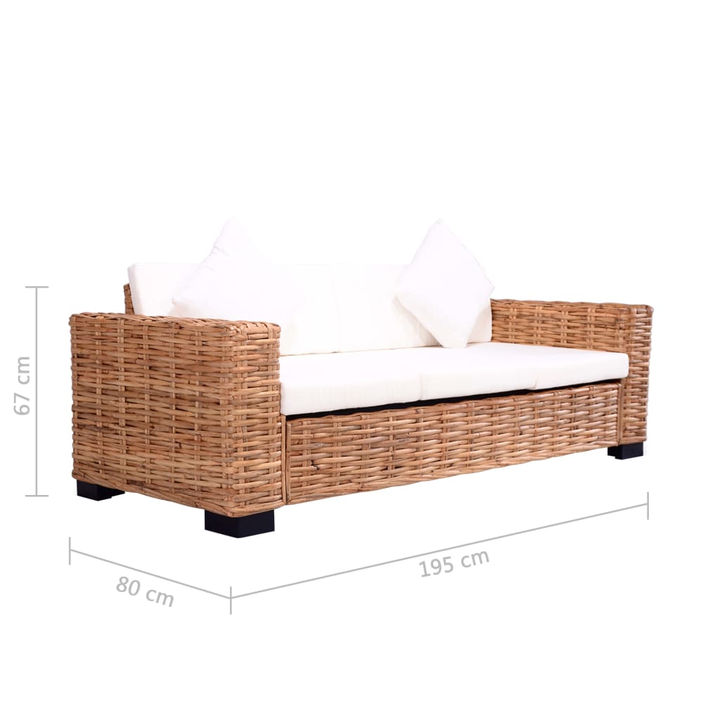 Set di Divani da Giardino con Cuscini 2 pz in Rattan Naturale - homemem39