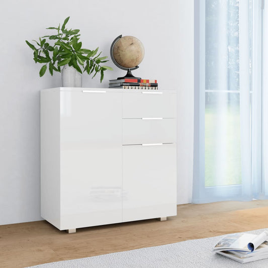 Credenza con Finitura Lucida Bianca 71x35x80 cm in Truciolato - homemem39