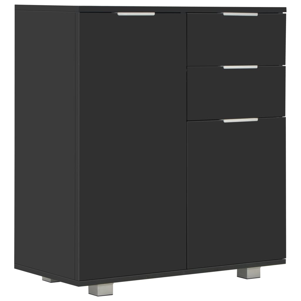 Credenza con Finitura Lucida Nera 71x35x80 cm in Truciolato - homemem39