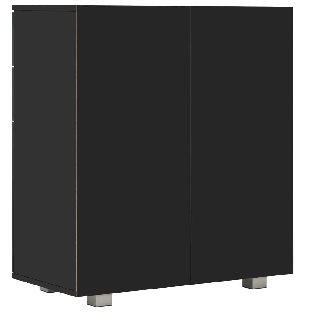 Credenza con Finitura Lucida Nera 71x35x80 cm in Truciolato - homemem39