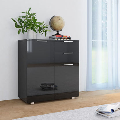 Credenza con Finitura Lucida Nera 71x35x80 cm in Truciolato - homemem39