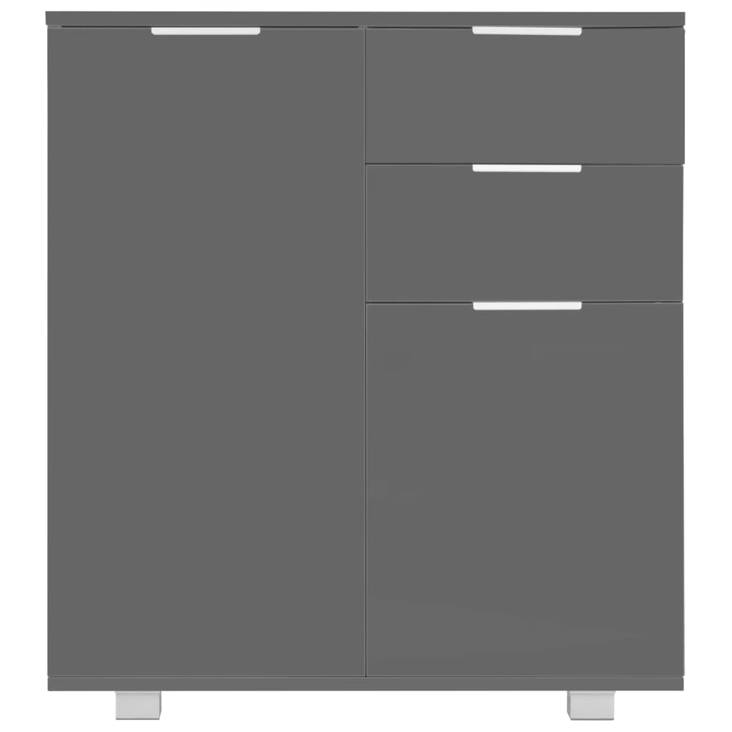 Credenza con Finitura Lucida Grigia 71x35x80 cm in Truciolato - homemem39