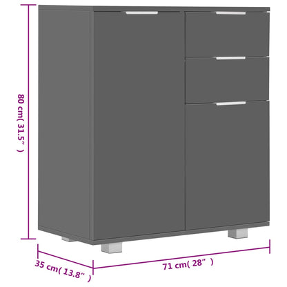 Credenza con Finitura Lucida Grigia 71x35x80 cm in Truciolato - homemem39