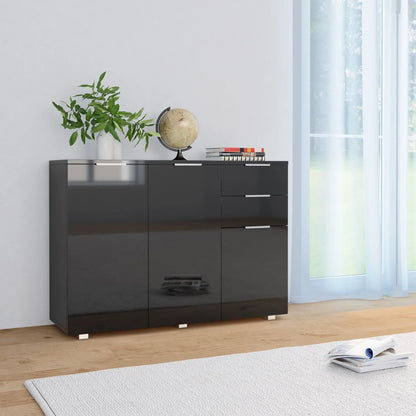 Credenza Nero Lucido 107x35x80,5 cm - homemem39