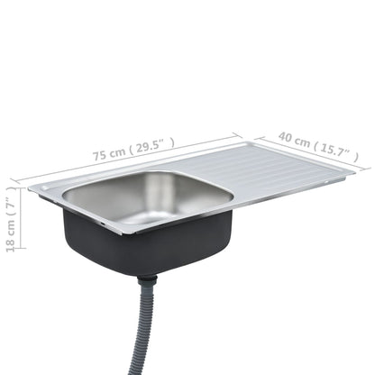 Lavello da Cucina con Filtro e Sifone in Acciaio Inox - homemem39