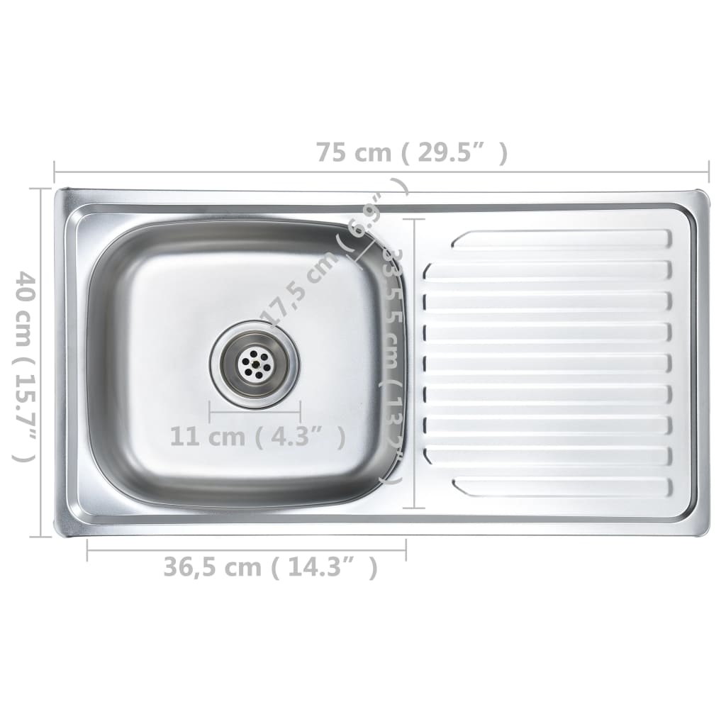 Lavello da Cucina con Filtro e Sifone in Acciaio Inox - homemem39