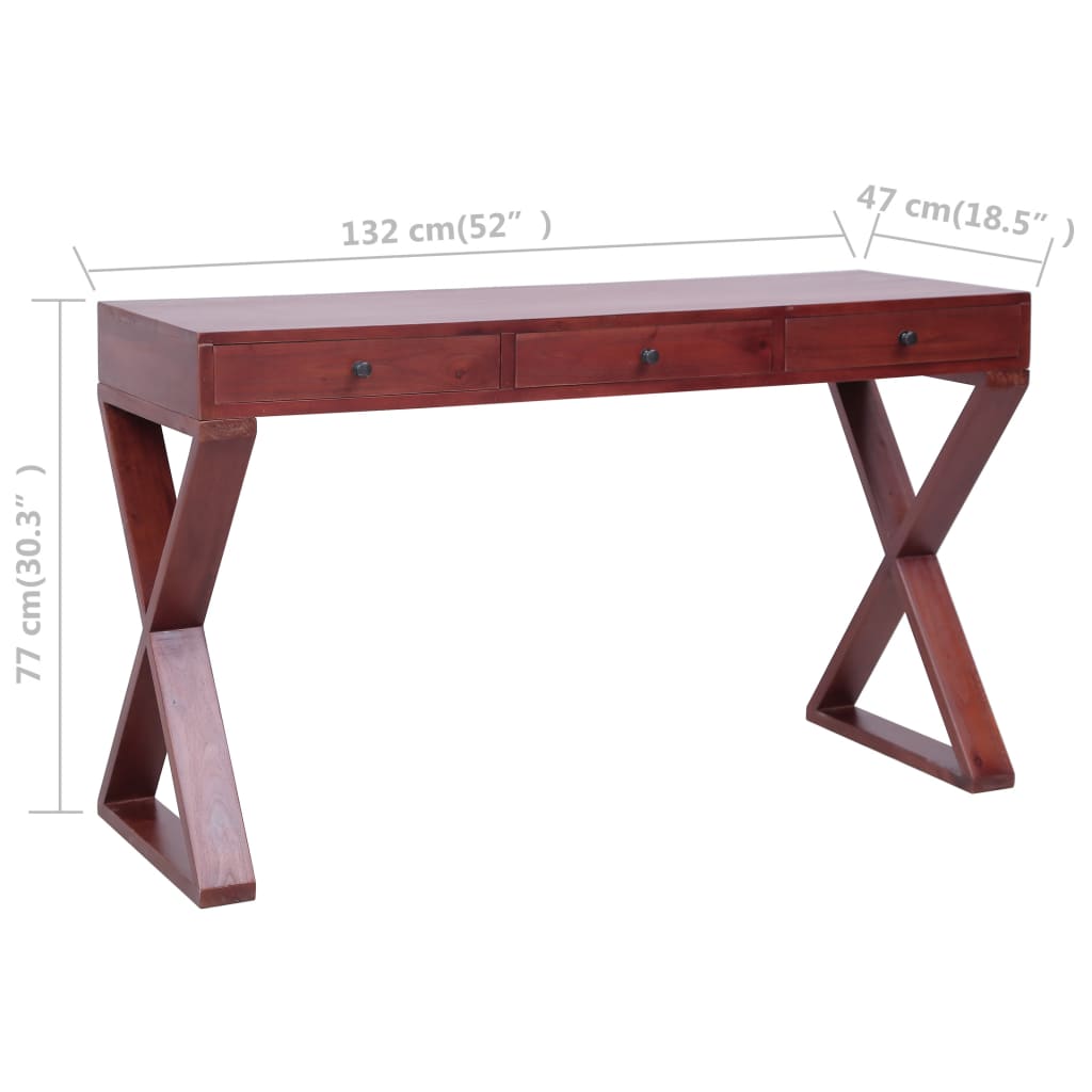 Scrivania per PC Marrone 132x47x77cm Legno Massello di Mogano - homemem39