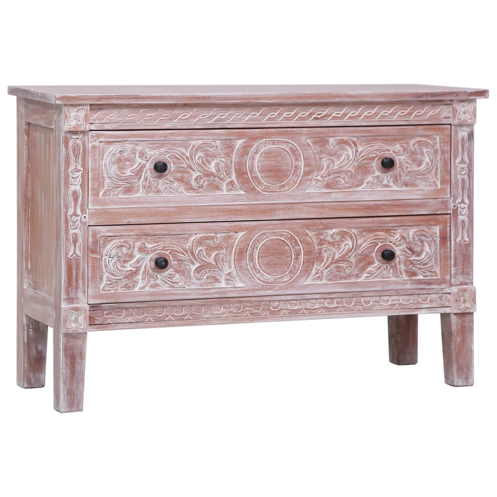 Credenza con 2 Cassetti 90x30x60 cm in Legno Massello di Mogano - homemem39