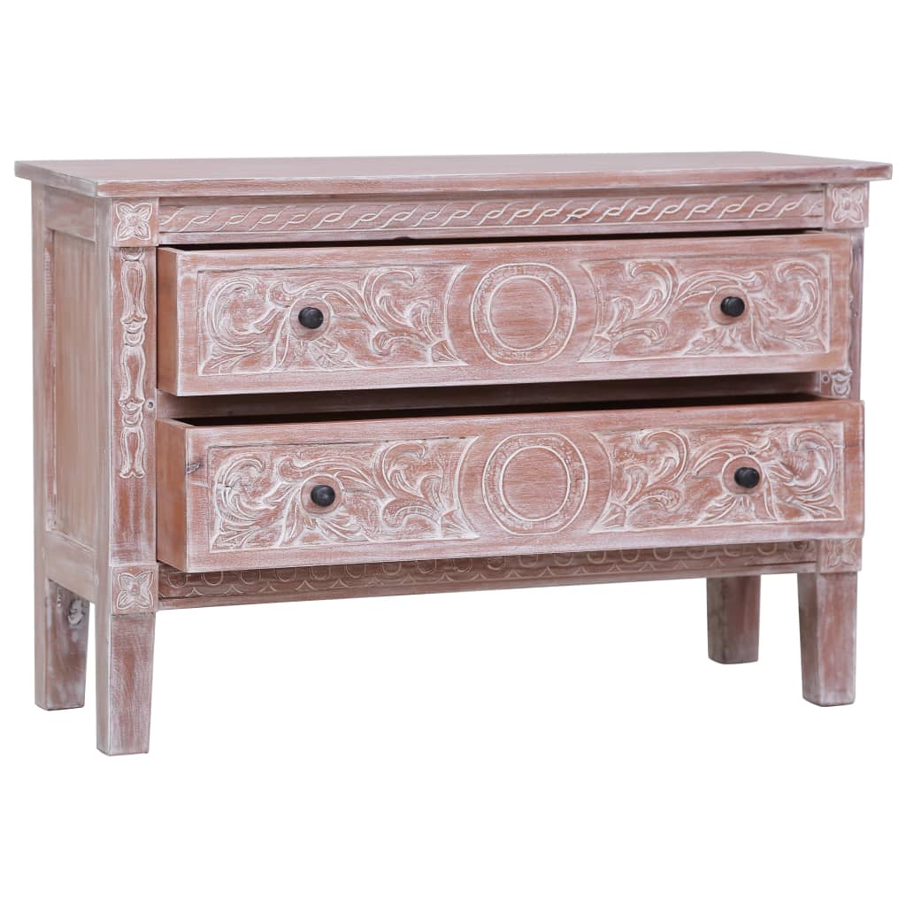 Credenza con 2 Cassetti 90x30x60 cm in Legno Massello di Mogano - homemem39