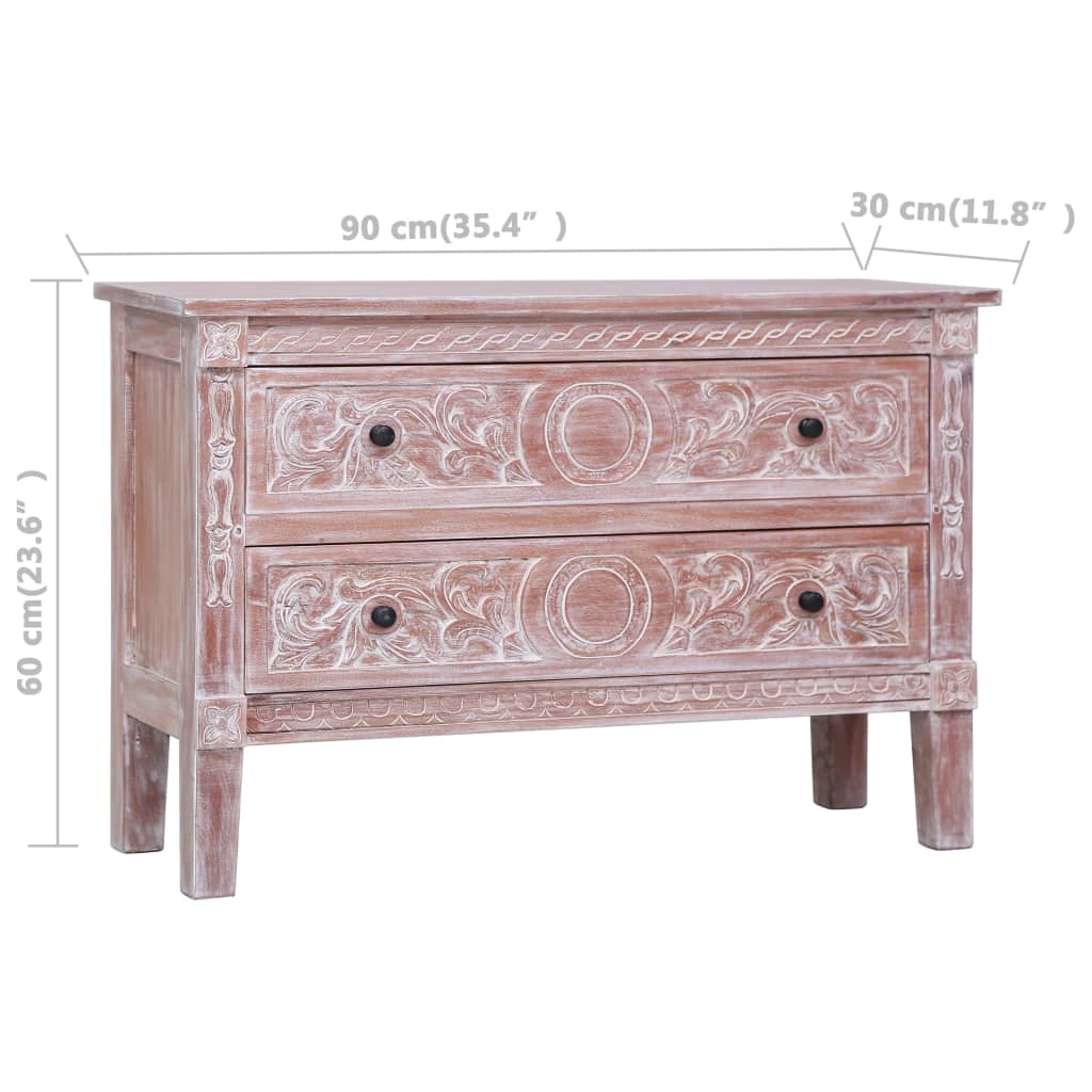 Credenza con 2 Cassetti 90x30x60 cm in Legno Massello di Mogano - homemem39