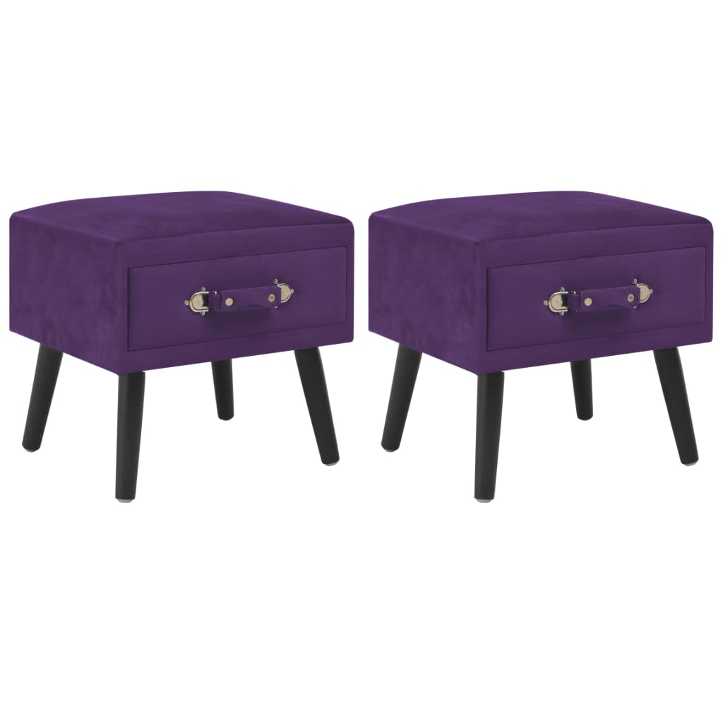 Comodini Viola Scuro 2 pz 40x35x40 cm in Velluto - homemem39