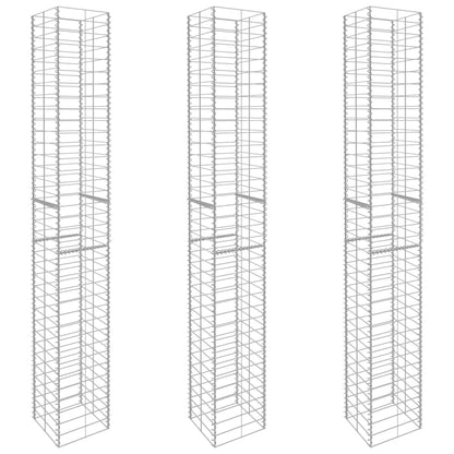 Gabbioni 3 pz in Acciaio Zincato 25x25x197 cm - homemem39