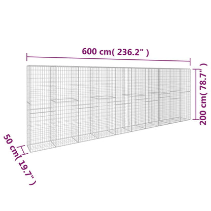 Gabbione con Copertura in Acciaio Zincato 600x50x200 cm - homemem39